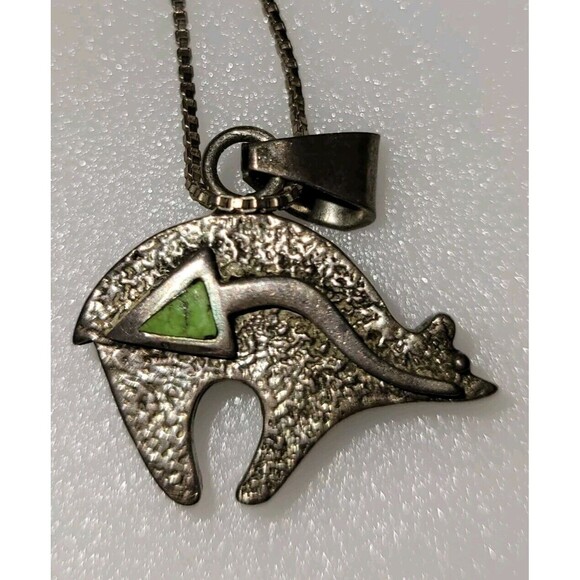 Vintage Native American Navajo Zuni Bear Fire Opal Inlaid Gaspeite Jet Inlay - Picture 4 of 5